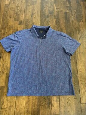 Bugatchi Victor Polo 3XL Astro Print OoohCotton Short Sleeve Stretch EUC